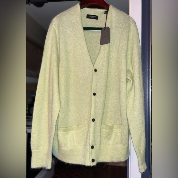 ALL SAINT XL New “Kennedy Light Green” Cardigan Sweater